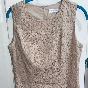 Calvin Klein Floral Lace Dress - Beige